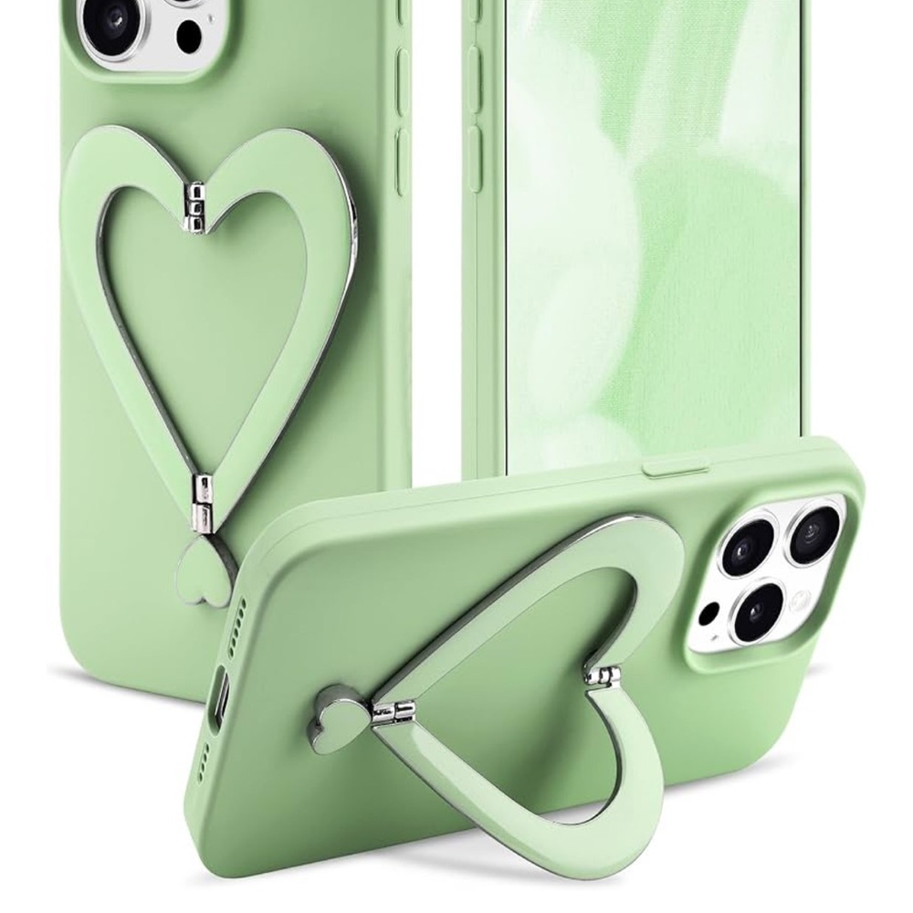 🍏Mint Green Silicone iPhone Case with Heart Design ring IPhone 15 NWT🍏